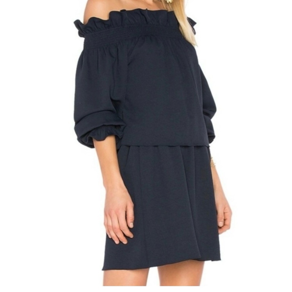 Diane Von Furstenberg Navy Ruffled bell sleeve Dress